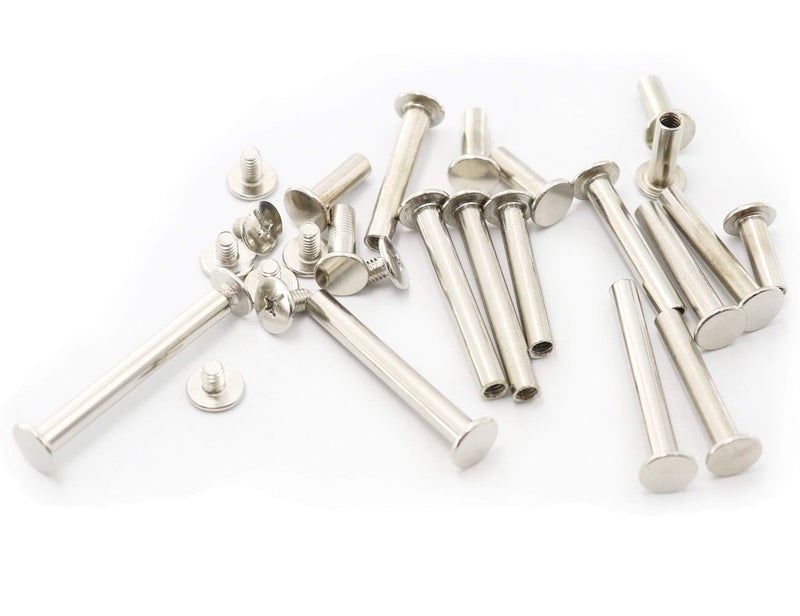 LBY 120pcs Phillips Chicago Screws, M5 x 20/25/30/35/40mm Binding Screw Posts, Binding Barrels and Screws Assortment Kit, with Extention Posts (20pcs), Nickel-Plated (Silvery) - Image 3